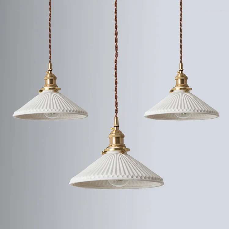 Afralia™ Ceramic Brass Pendant Lights | Nordic Japanese Style LED Hanging Lamp
