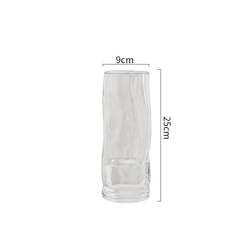 Afralia™ Fold Lines Glass Vase for Hydroponic Flower Arrangement and Home Decoration
