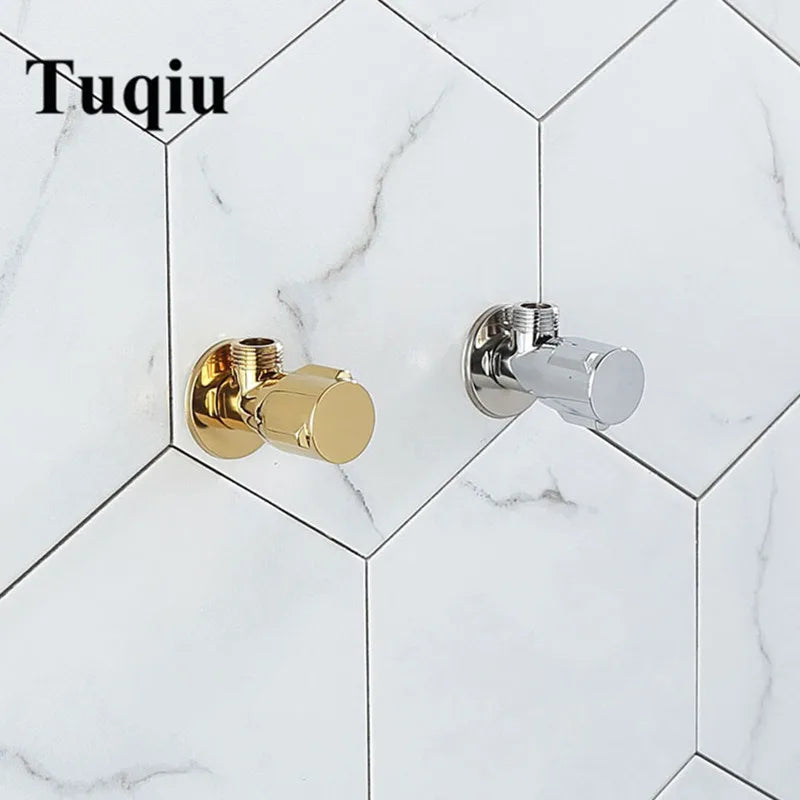 Afralia™ Brass Triangle Valve Gold Corner Bathroom Tap Water Control 1/2*1/2 Angle valves