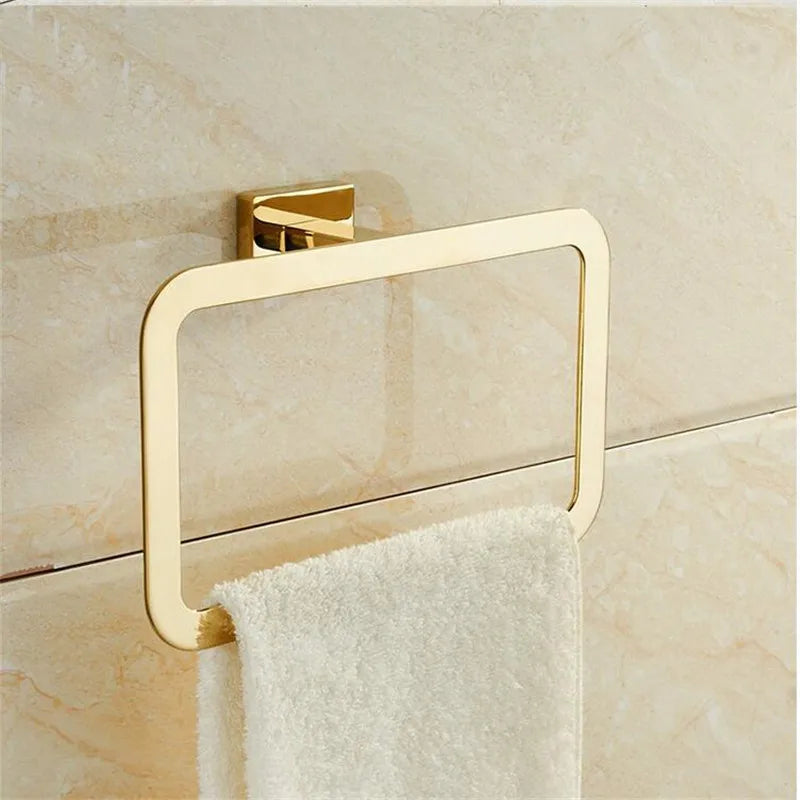 Afralia™ Gold Towel Ranger: Brass Wall Mounted Bathroom Accessory Rack