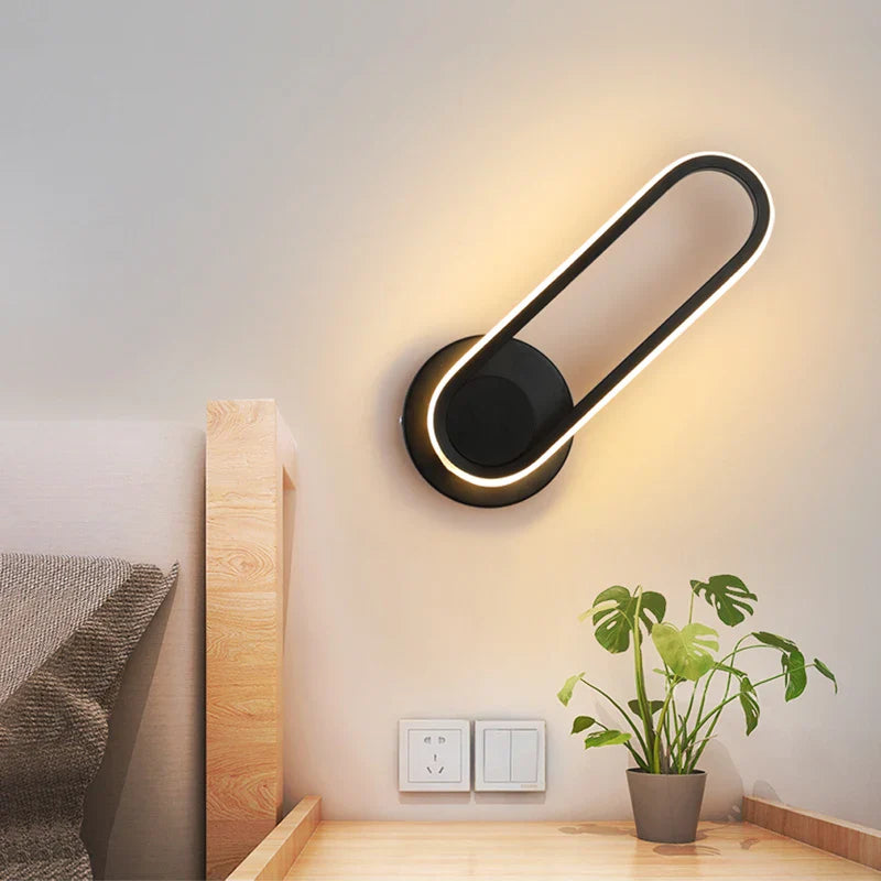 Afralia™ Rotatable 12W LED Wall Lamp in Black for Bedroom, Aisle, Indoor Decor