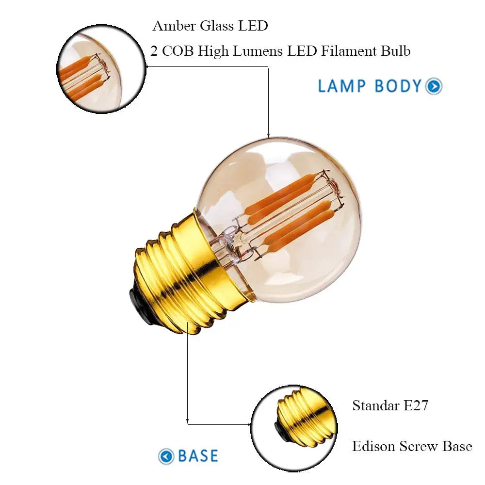 Afralia™ G40 Edison LED Bulbs 2W E27 220V Warm White Filament Lamp for Home Garden Bar