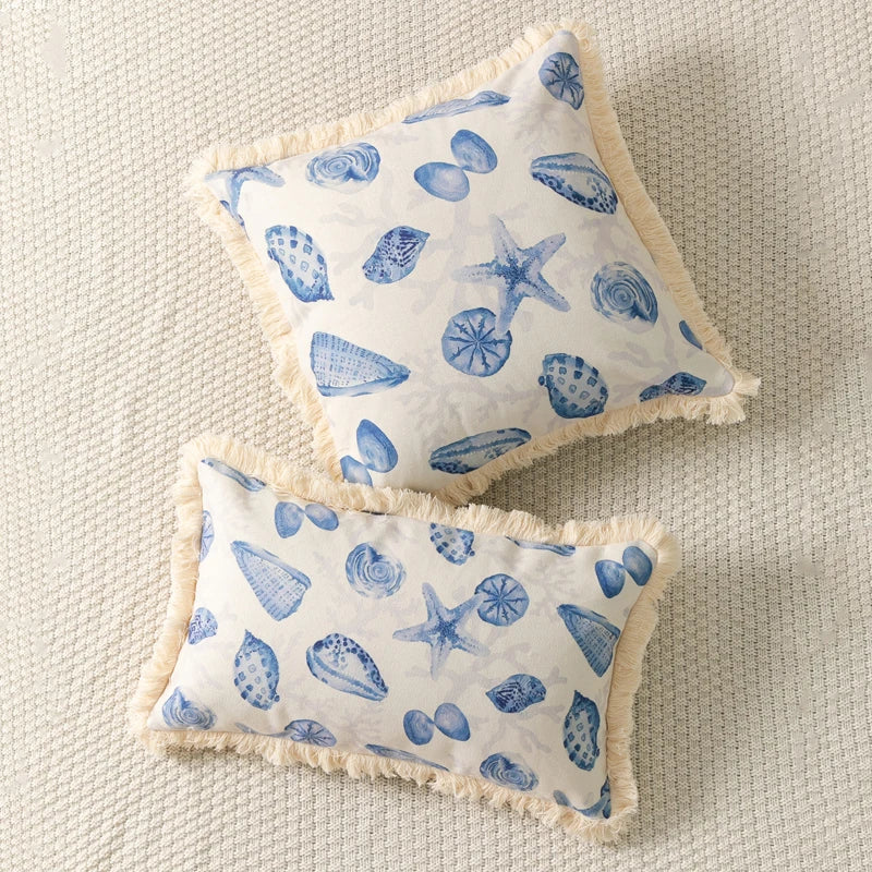 Afralia™ Summer Beach Theme Tassel Pillow Cover for Home Decoration