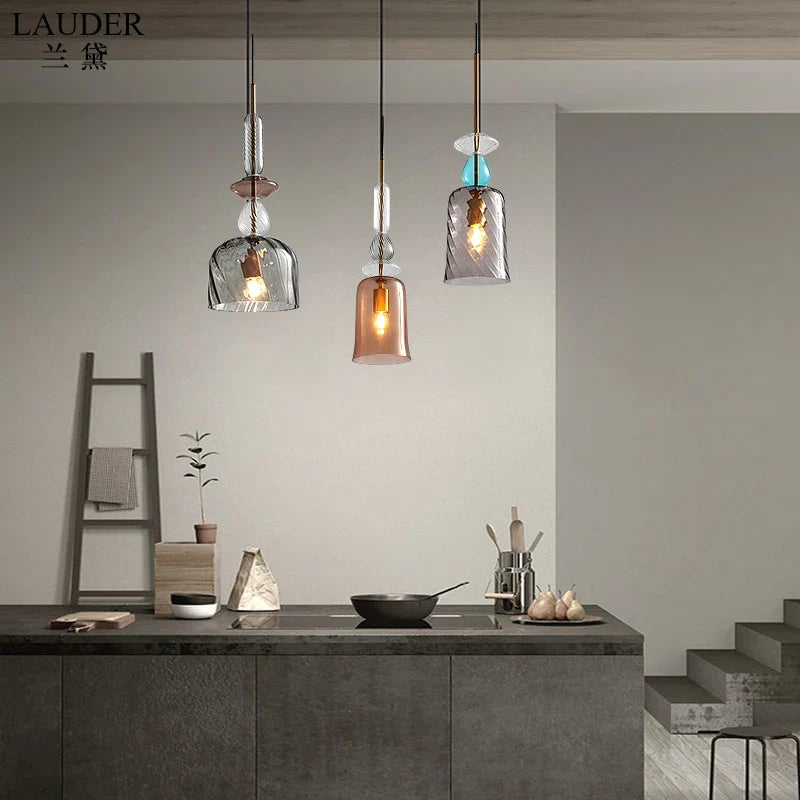 Afralia™ Nordic Glass LED Pendant Lights Modern Colorful Luminaria for Bedroom Living Room