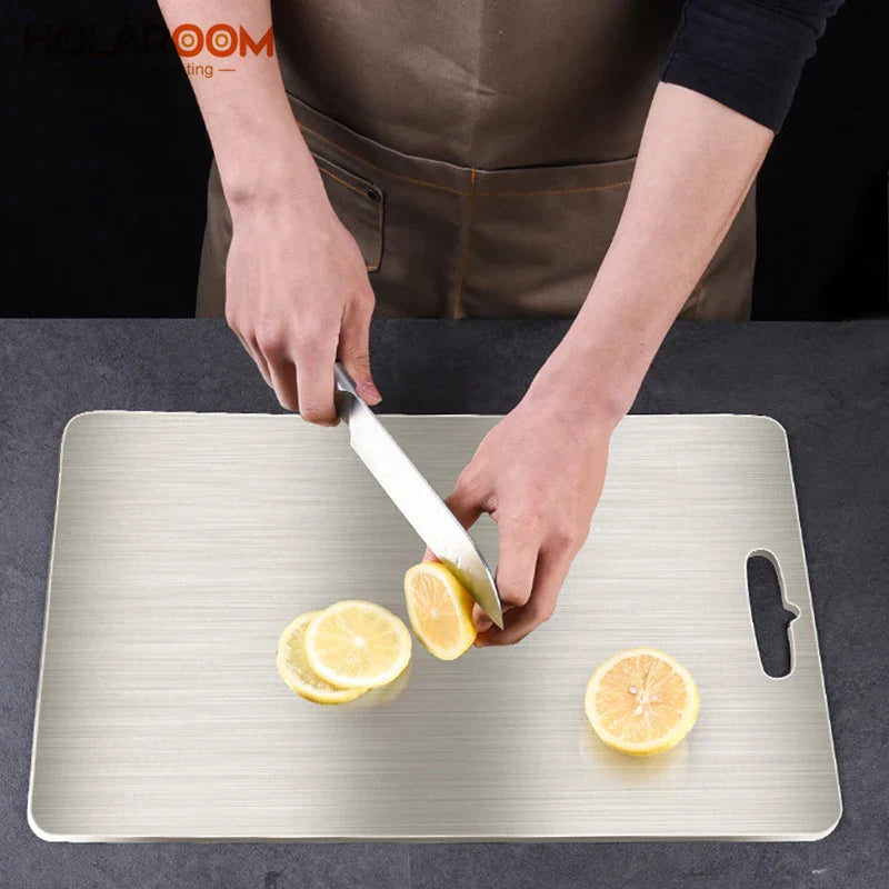 Afralia™ Stainless Steel Chopping Board for Easy Clean Cutting of Fruit, Vegetable, and Meat