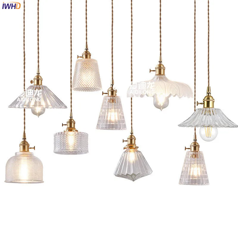 Afralia™ Nordic Copper LED Glass Pendant Light Fixture - Modern Restaurant Bar Hanging Lamp
