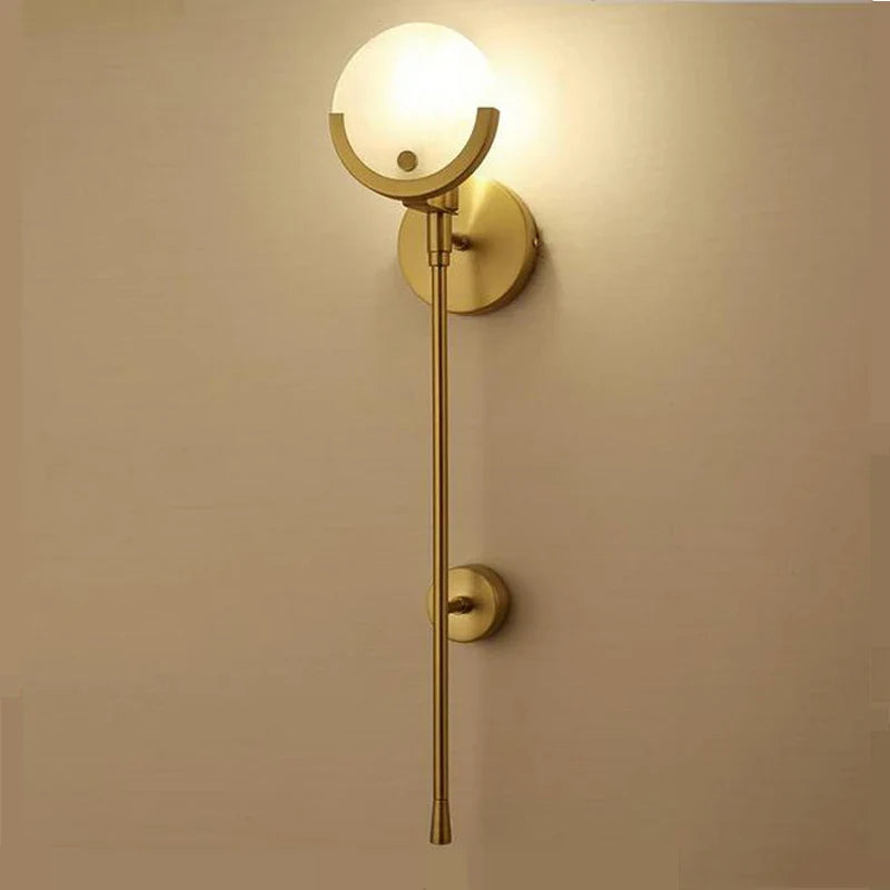 Afralia™ Golden Marble Wall Lamp Luxury Living Room Bedroom Decor Sconce