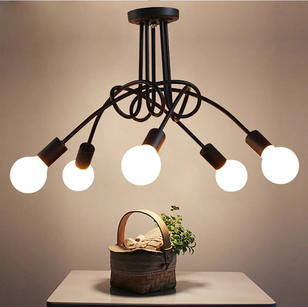 Afralia™ Modern Iron Ceiling Chandelier: 3/5 Sockets Lights for Living Room & Bedroom