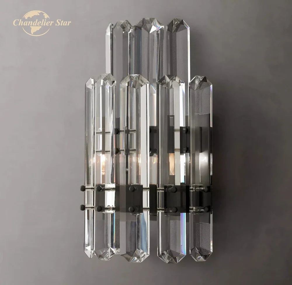 Afralia™ Crystal LED Wall Sconce Two Tiers Indoor Lighting for Bathroom Bedroom