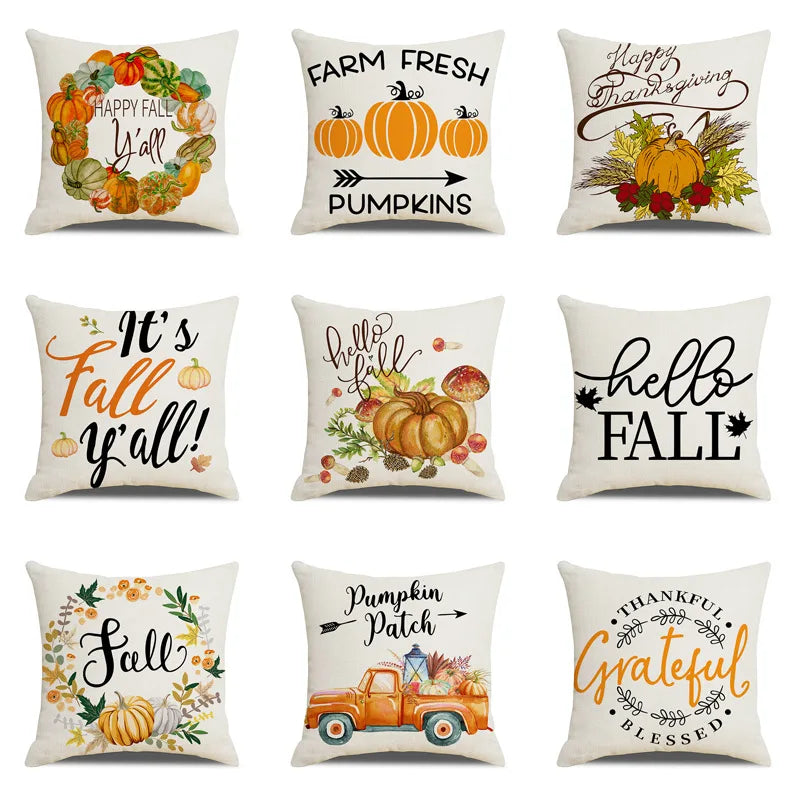 Afralia™ Thanksgiving Pumpkin Maple Leaf Cushion Cover - Fall Home Decor Pillows