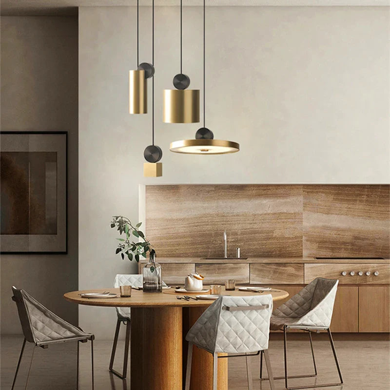Afralia™ Golden LED Pendant Light for Dining Room, Living Room, Bedroom, and More