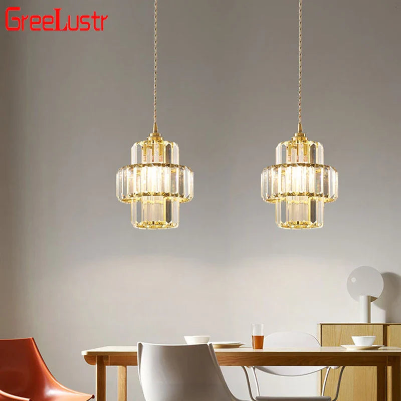 Afralia™ Crystal Pendant Light: Modern Nordic Chandelier for Bedroom, Dining Room, Kitchen Island