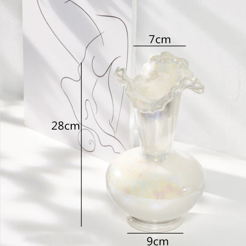 Afralia™ Ceramic Shell Vase - White Gloss - Abstract Irregular Design for Home Decor