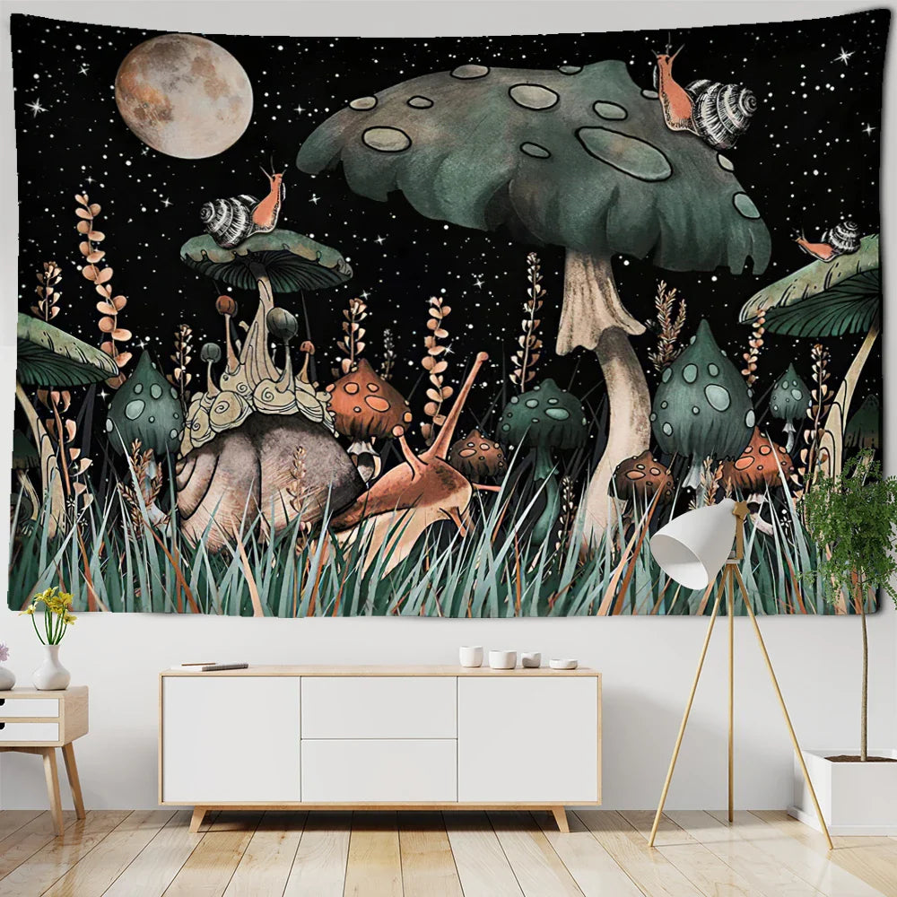 Afralia™ Mushroom Tapestry Identification Chart Wall Art Boho Room Decor