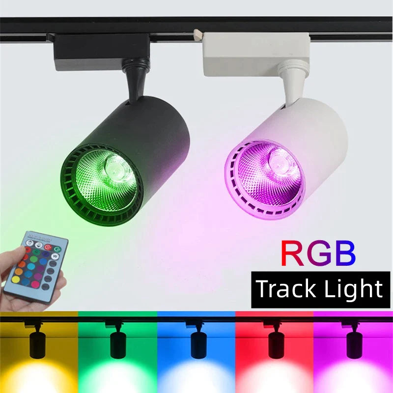 Afralia™ Colorful COB Phase Track Light System for Stage, KTV, Cloth Shop - 12W/15W/20W