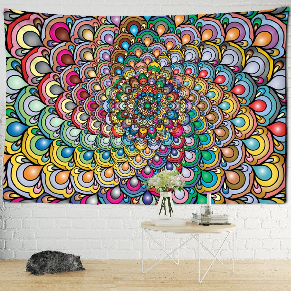 Afralia™ Mandala Tapestry Wall Hanging Psychedelic Beach Throw Hippie Bohemian Sleeping Pad