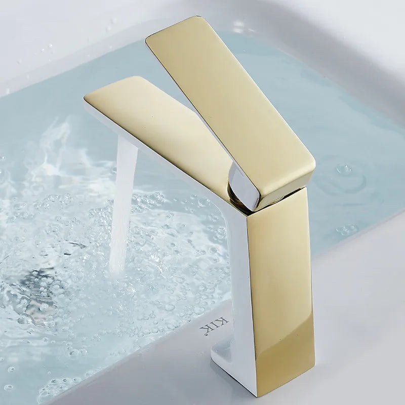 Afralia™ Gold Basin Faucet: Modern Mixer Tap for Bathroom Sink, Hot & Cold Water Control