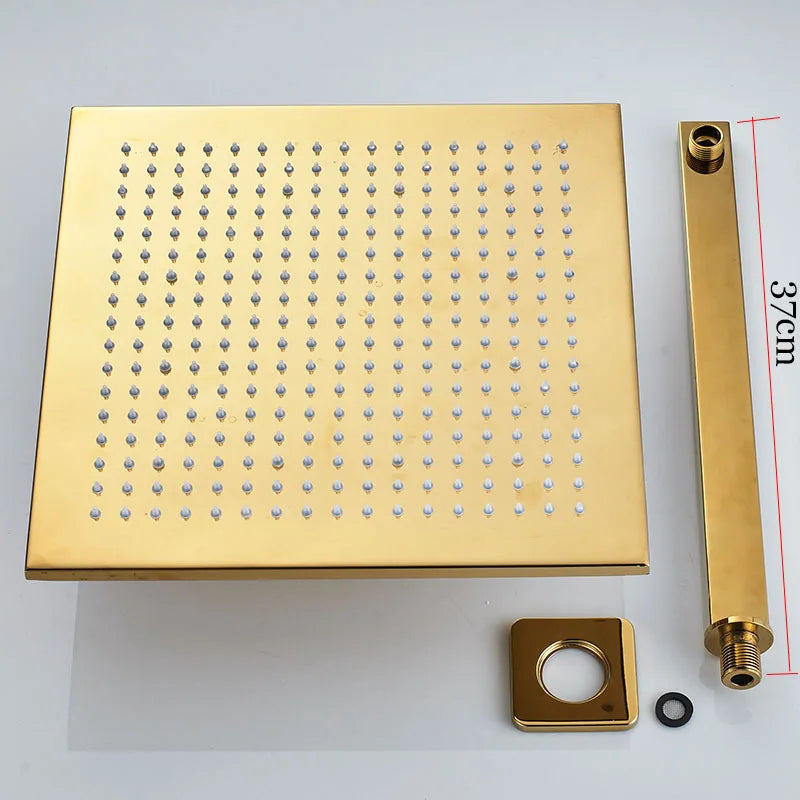 Afralia™ Gold 12" Digital Display Rainfall Shower Faucet with Single Lever Control