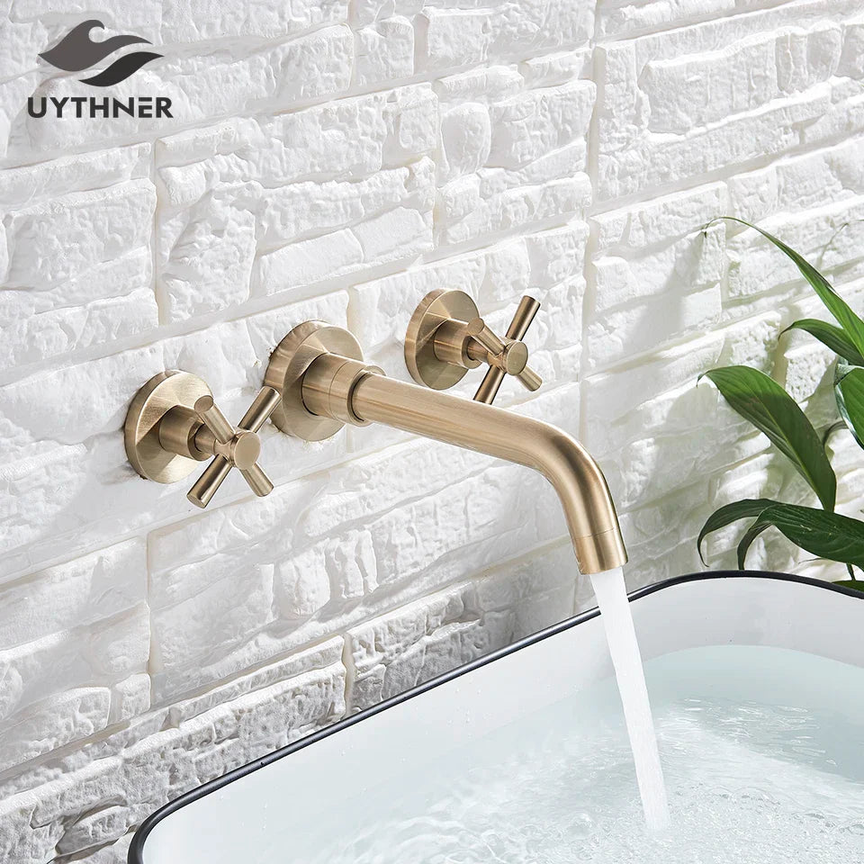 Afralia™ Wall Mounted Bath Basin Faucet, Hot Cold Water Mixer for Bathroom Sink