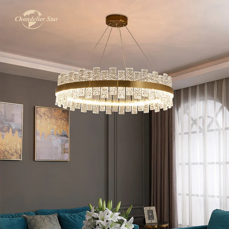 Afralia™ LED Round Glass Chandelier: Modern Nordic Stainless Steel Pendant Light for Bedroom & Living Room
