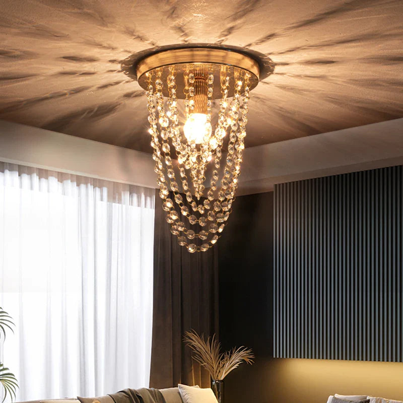 Afralia™ Crystal Sun Flower Ceiling Chandelier - Golden/Silver for Foyer, Bedroom, Aisle Decor