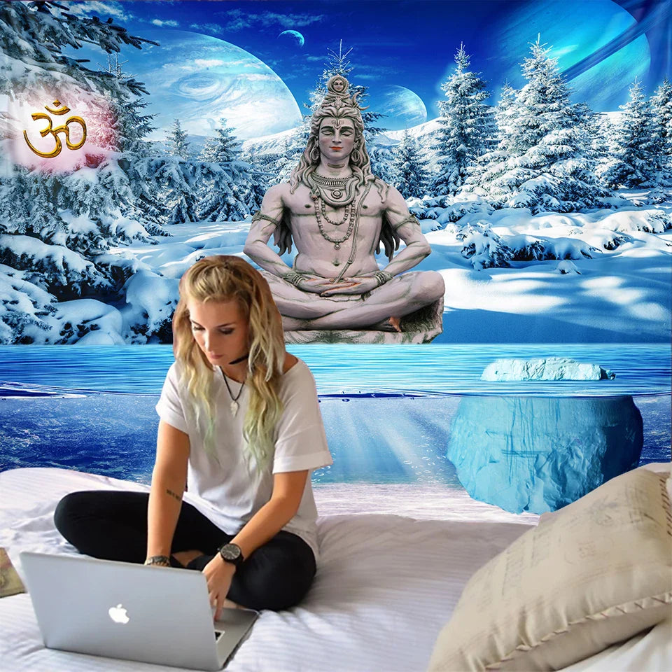 Afralia™ Buddhism Wall Hanging Tapestry Blanket Rug for Beach, Picnic, Camping