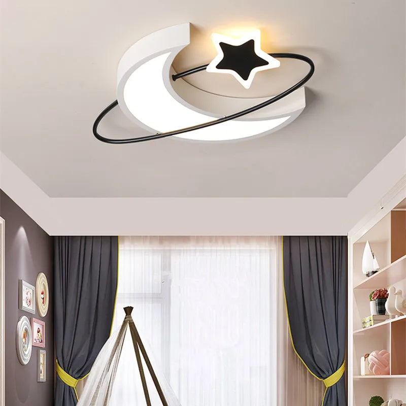 Afralia™ Modern Moon Ceiling Light for Kids Room and Bedroom Decoration