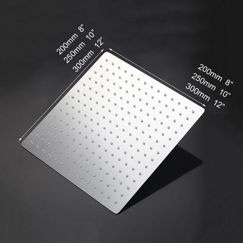 Afralia™ Super Slim Stainless Steel Chrome Shower Head - 8/10/12/16/20/24 Inch Ultra-thin