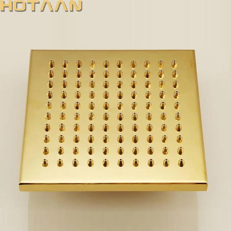 Afralia™ Gold Square OverHead Rain Shower Head Copper Bathroom Shower
