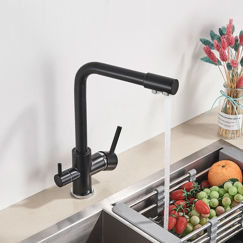 Afralia™ Black Kitchen Faucet with Rotatable Water Purification Feature