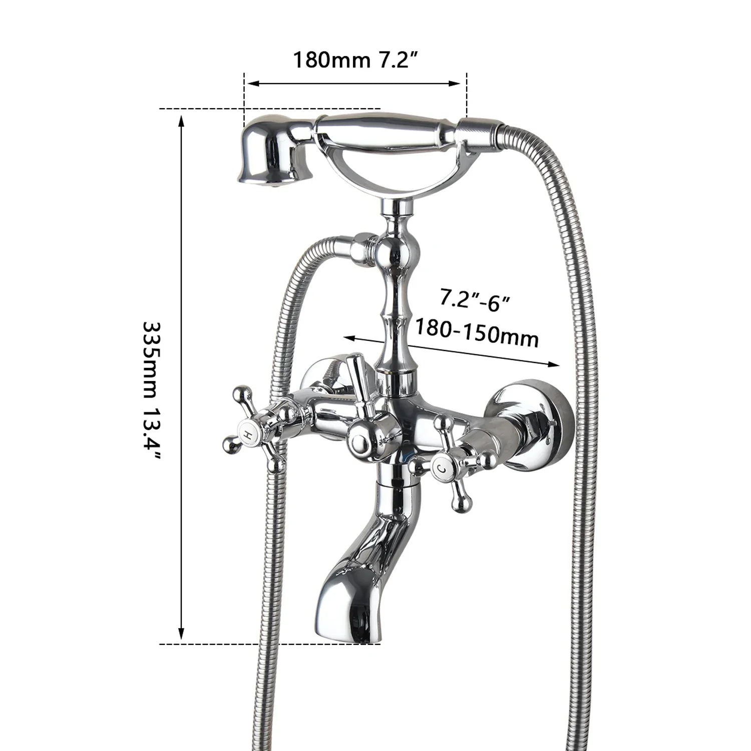 Afralia™ Brass Bathroom Faucet Set with Hand Shower - Wall Mounted Chrome Water Mixer