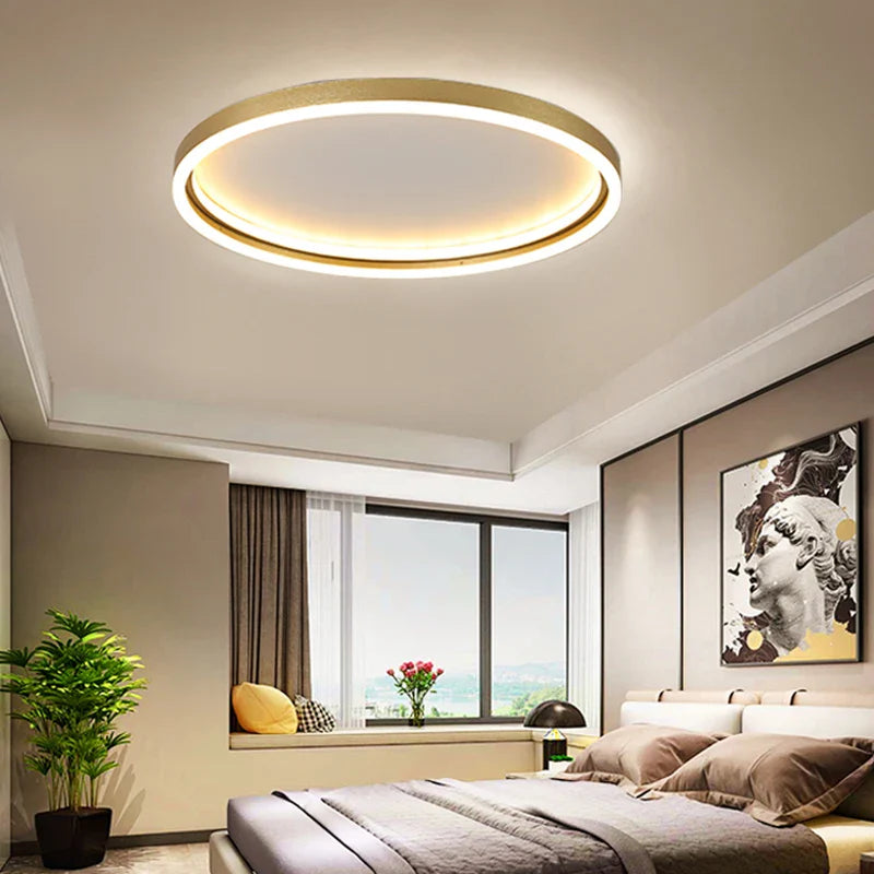 Afralia™ LED Minimalist Chandelier in Black/Golden Finish for Living Room and Bedroom