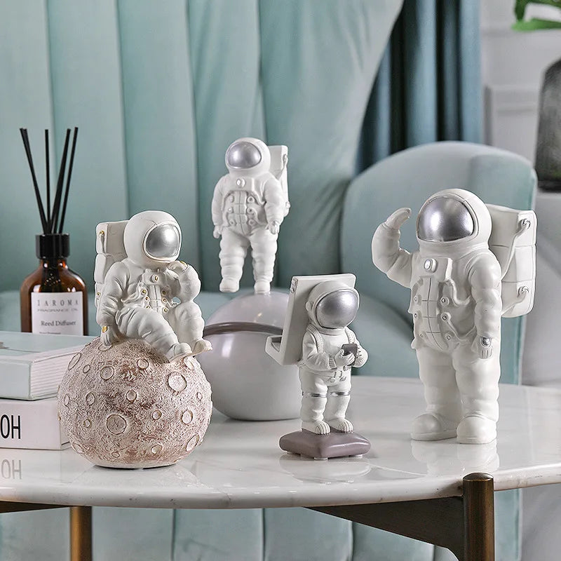 Afralia™ Astronaut Phone Holder Figurine Home Decor Space Man Sculpture Cosmonaut Statue