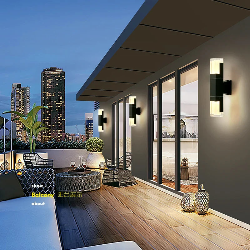 Afralia™ Outdoor LED Wall Lamp Gold Black Sconce IP65 Waterproof Garden Lighting