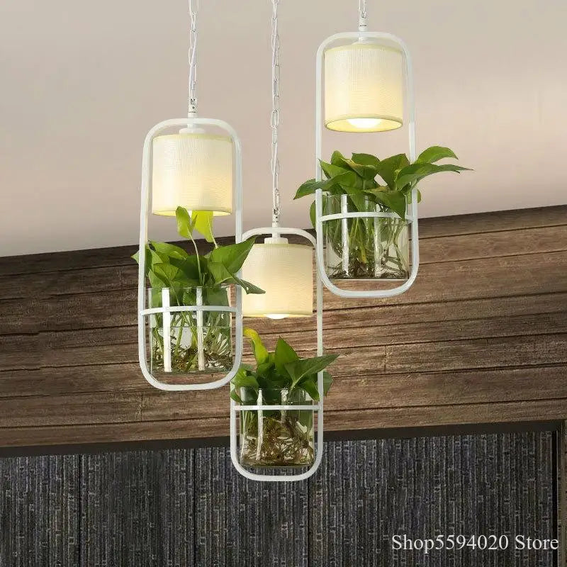 Afralia™ Modern Chinese Plant Pendant Light Black Industrial Hanging Lamp