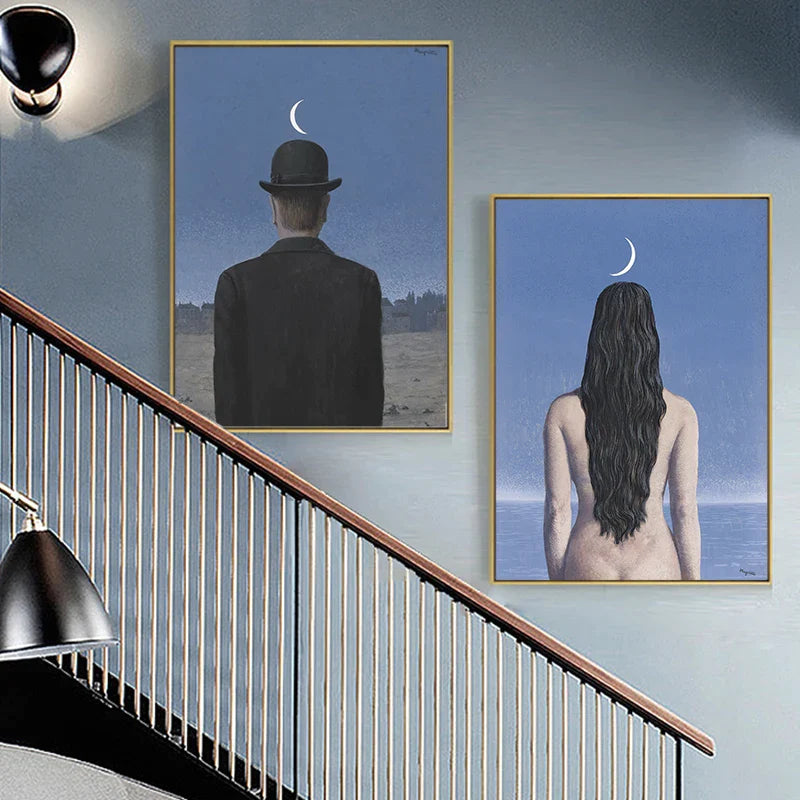 Afralia™ Rene Magritte Canvas Painting Print for Living Room Wall Art Cuadros