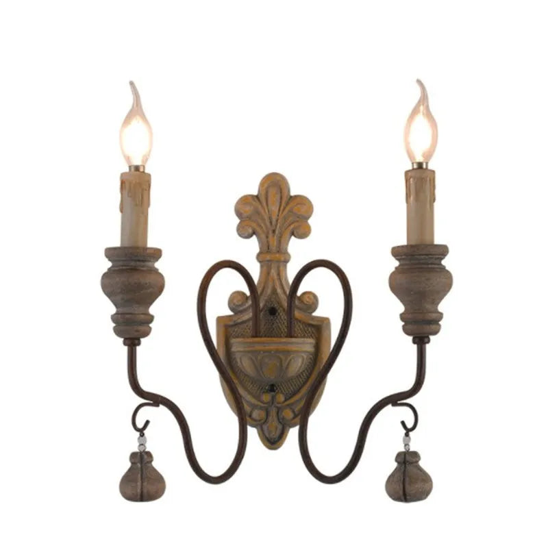 Afralia™ Rustic Iron Fixtures Wall Lamp - Vintage Wood Indoor Sconces
