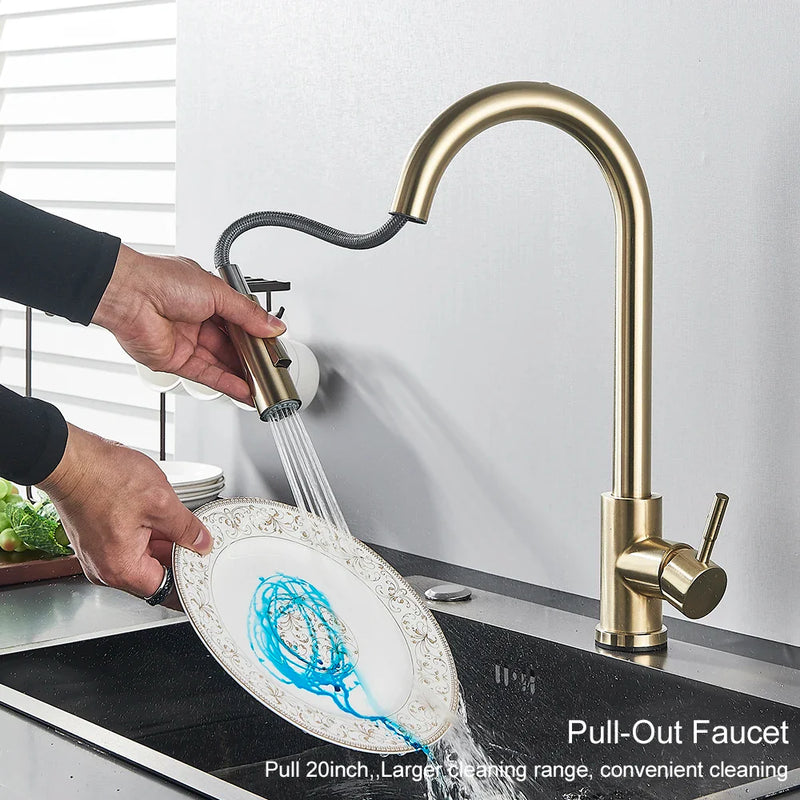 Afralia™ Gold Kitchen Faucet with Touch Sensor Control for Sensitive Mixer Experience