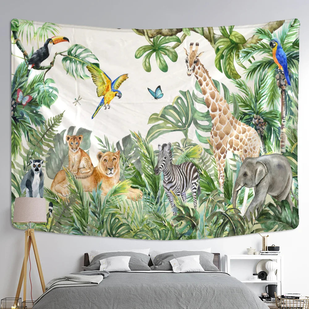 Afralia™ Rainforest Animal Tapestry Wall Hanging - Boho Hippie Home Decor