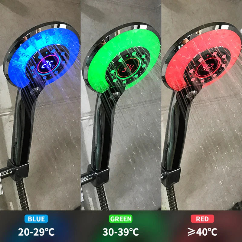 Afralia™ LED Light Shower Head with Digital Temperature Control