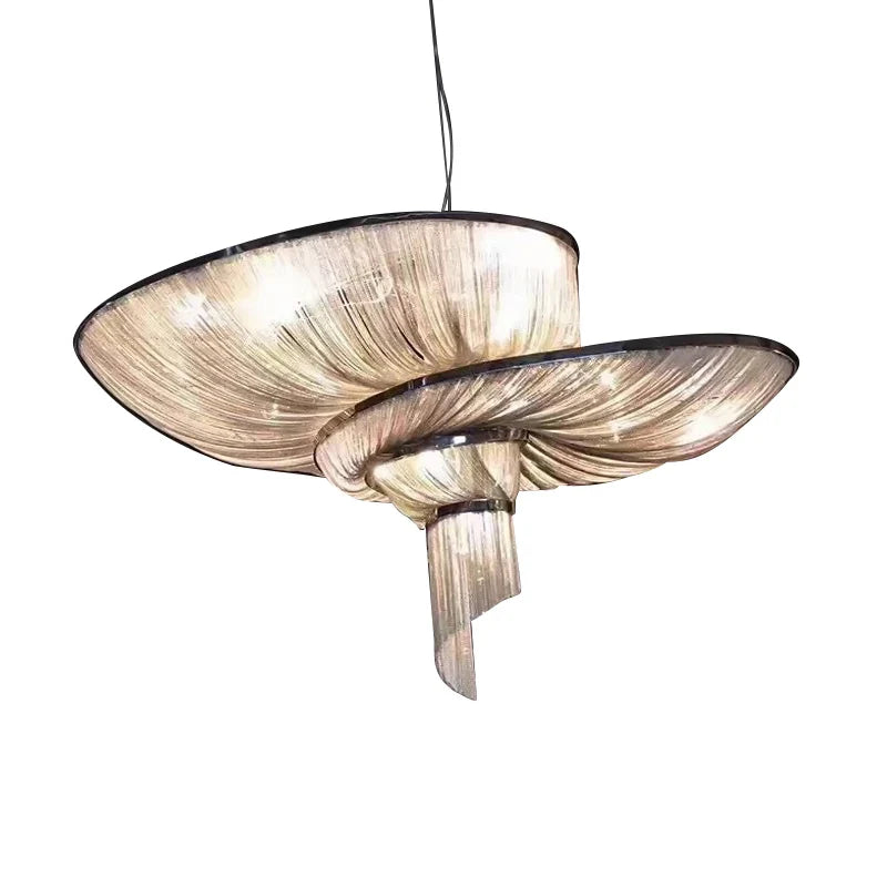 Afralia™ Art Deco LED Retro Vintage Aluminum Chain Chandelier Lighting Suspension