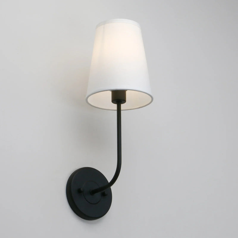 Afralia™ Flared Funnel White Fabric Shade Wall Light: Classic Country Industrial Design