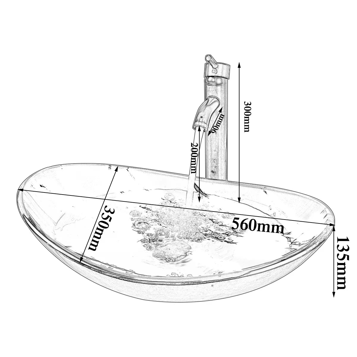 Afralia™ Hand-Painted Glass Sink Basin Vanity Set with ORB Faucets