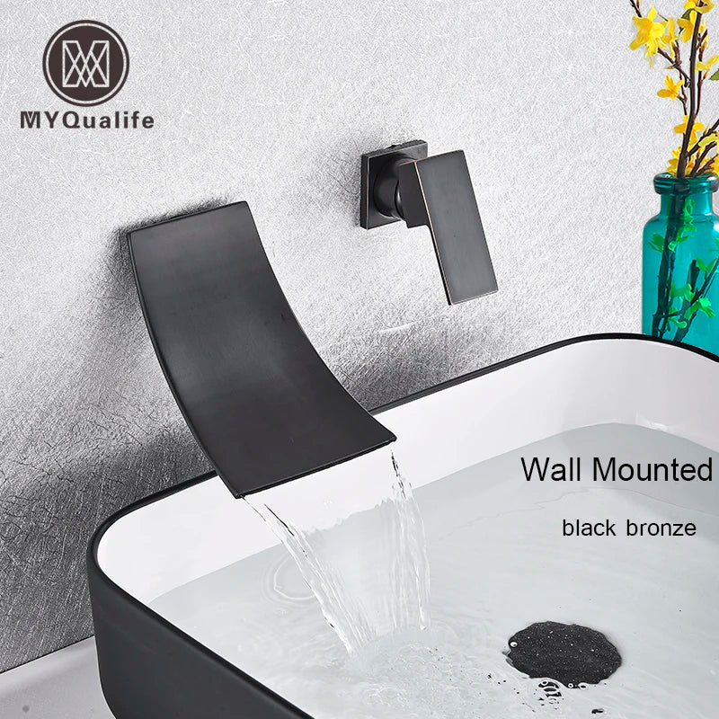 Afralia™ Chrome Waterfall Spout Basin Faucet Single Lever Bathroom Mixer Tap