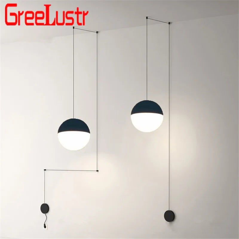 Afralia™ Geometric Glass Ball LED Pendant Chandelier Ceiling Lamp for Living Dining Bedroom