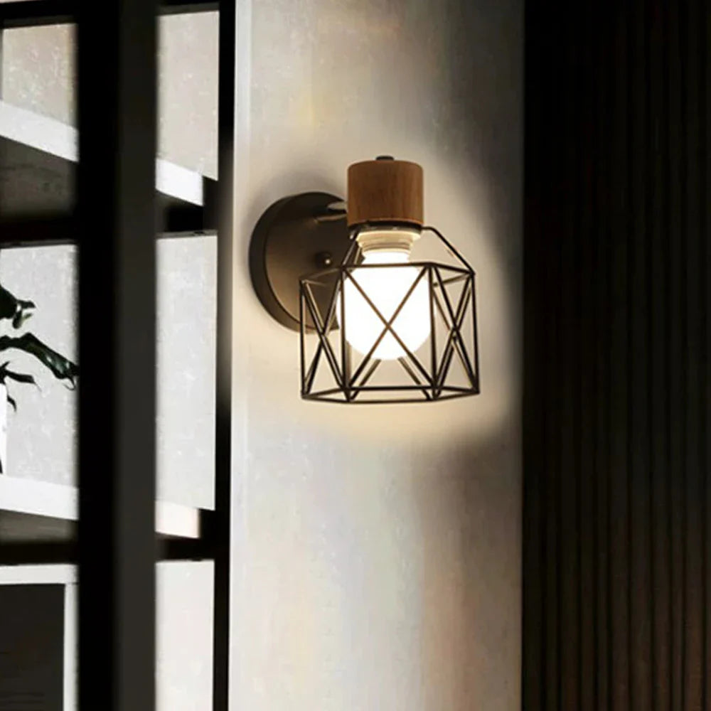 Afralia™ Iron Cage LED Wall Light for Home Decor Indoor Lighting Fixture