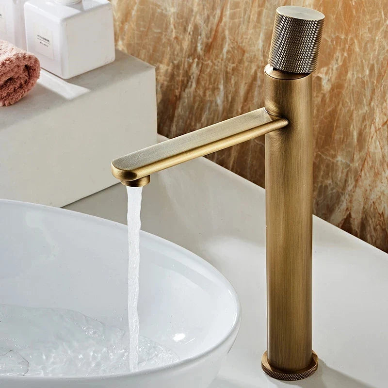 Afralia™ Antique Bronze Basin Faucet Hot & Cold Deck Mounted Brass Mixer Tap