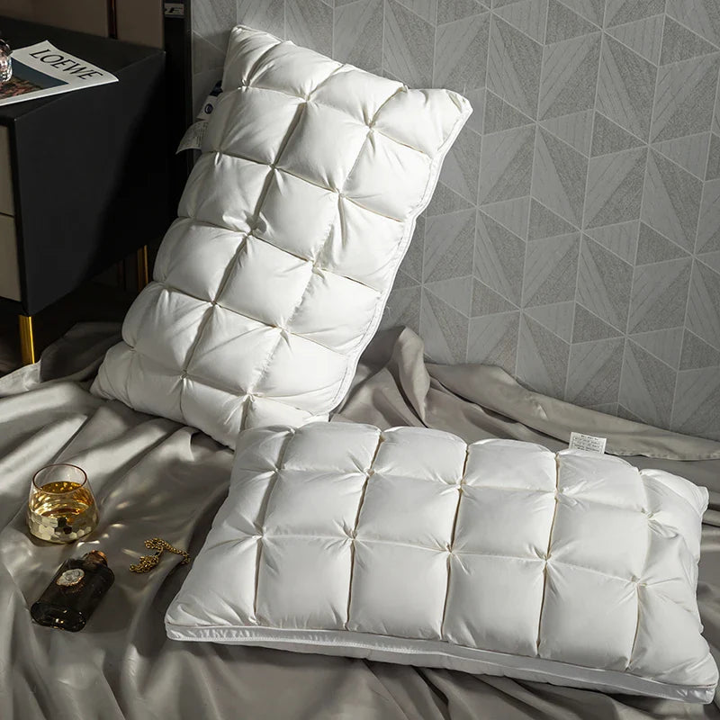 Afralia™ Luxury White Goose Down Orthopedic Pillow for a Fluffy, Cozy, and High-Quality Sleep