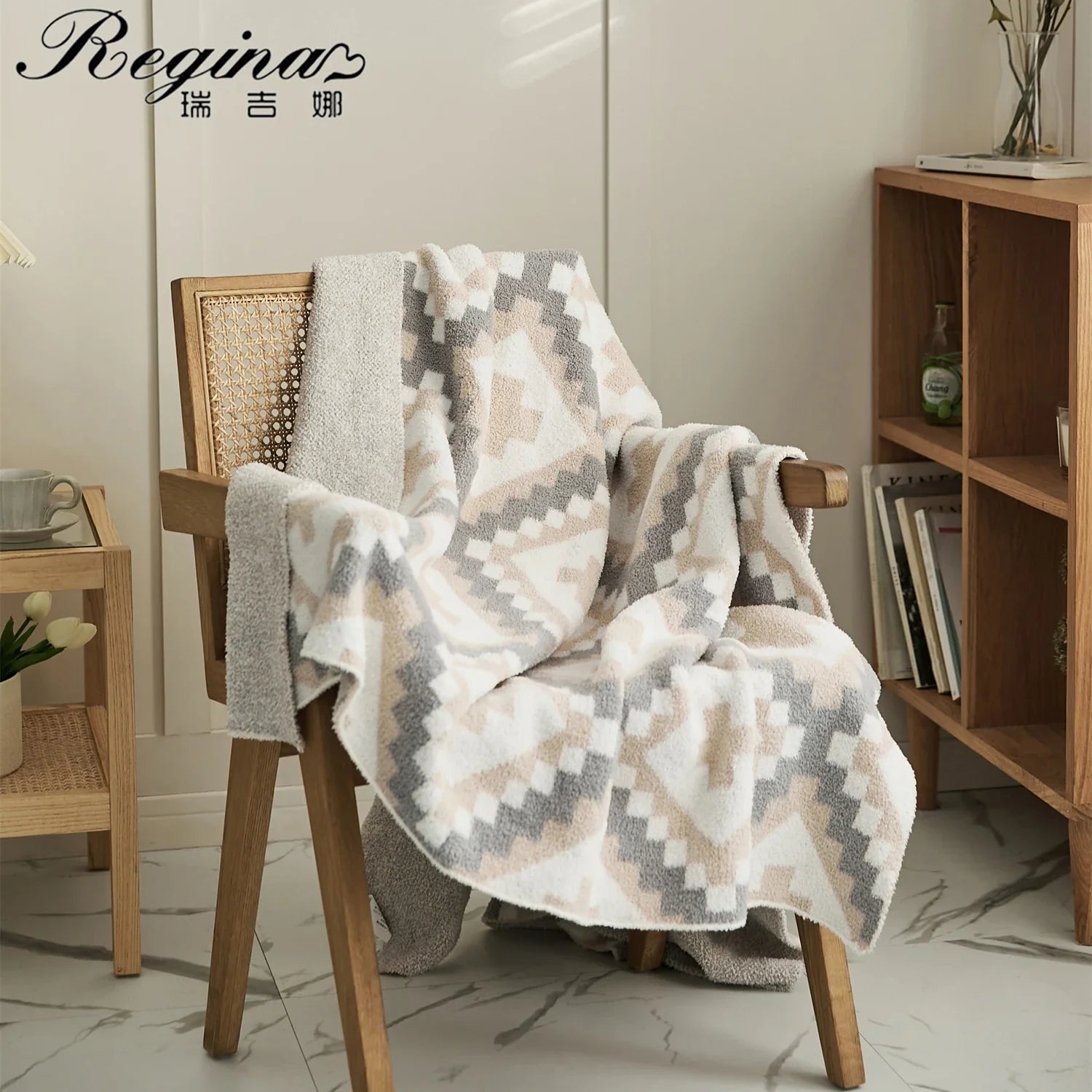 Afralia™ Knitted Geometric Quilt Blanket – Soft & Cozy Home Decor Blanket