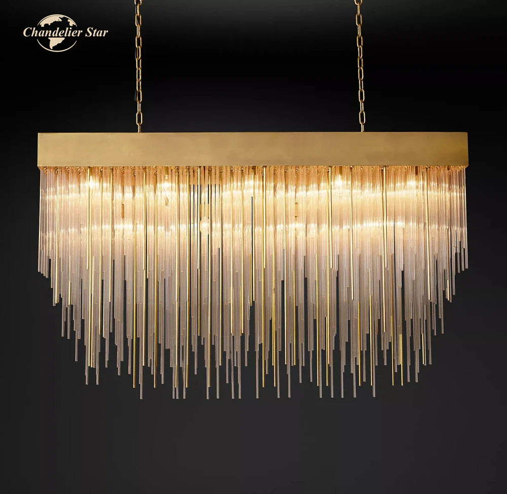 Afralia™ Cascada Rectangular LED Chandelier for Modern Living and Dining Room